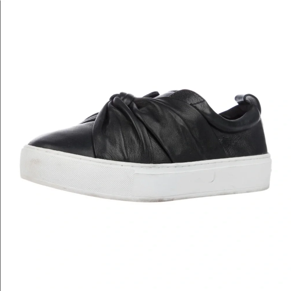 Rebecca‎ Minkoff Nicole Leather Platform Slip On Sneaker Black Size 6 1/2 M